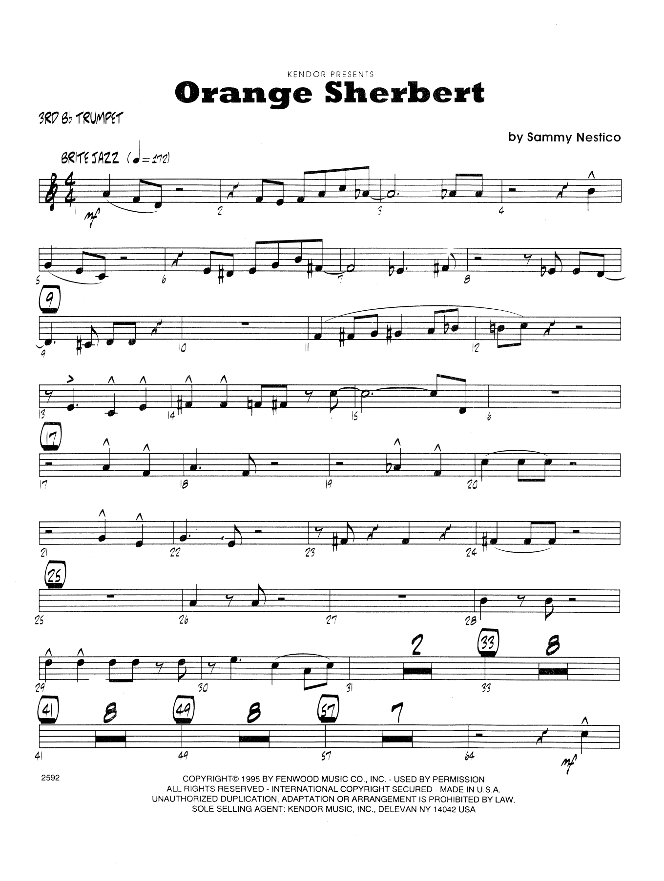 Download Sammy Nestico Orange Sherbert - 3rd Bb Trumpet Sheet Music