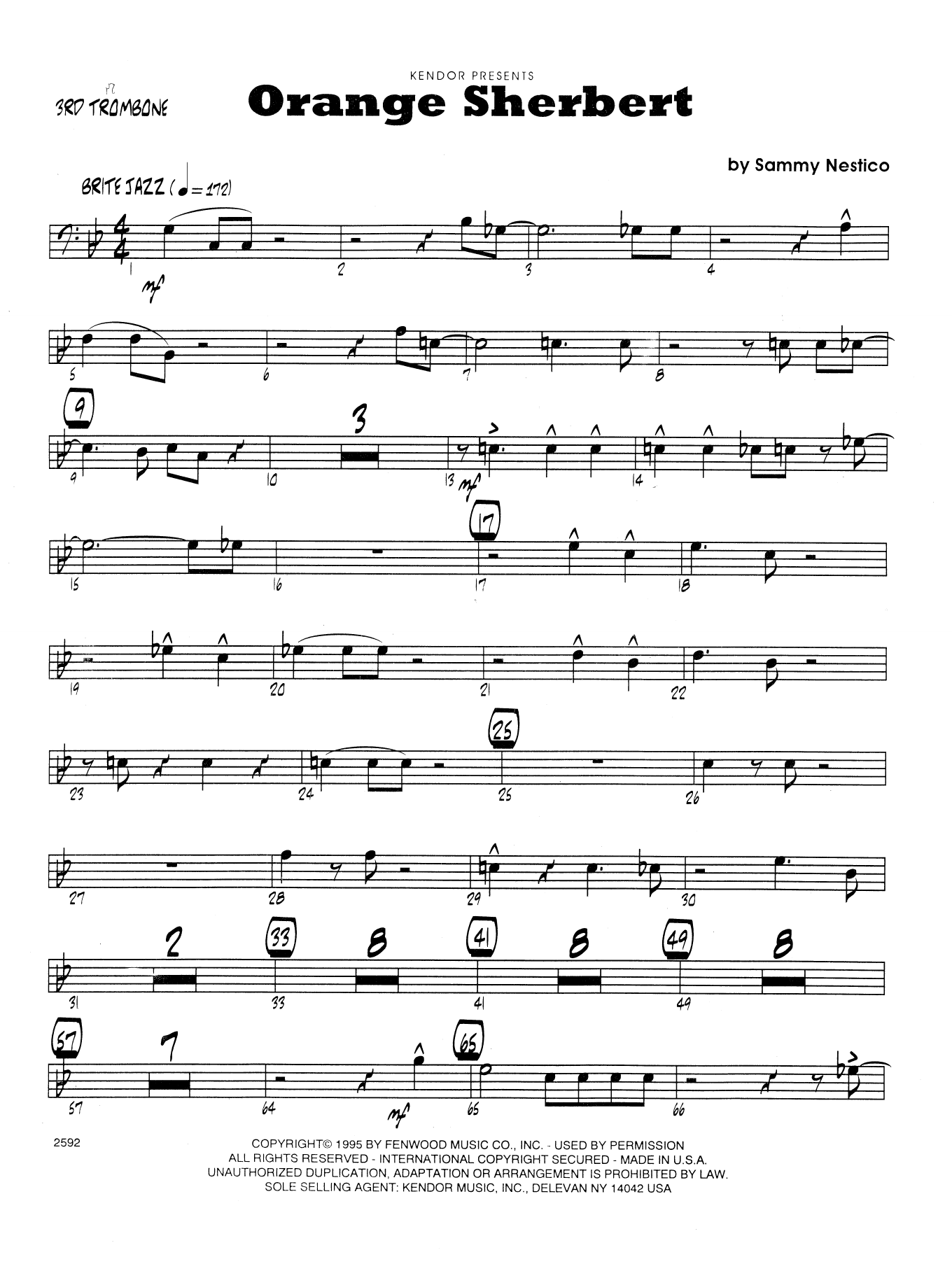 Download Sammy Nestico Orange Sherbert - 3rd Trombone Sheet Music
