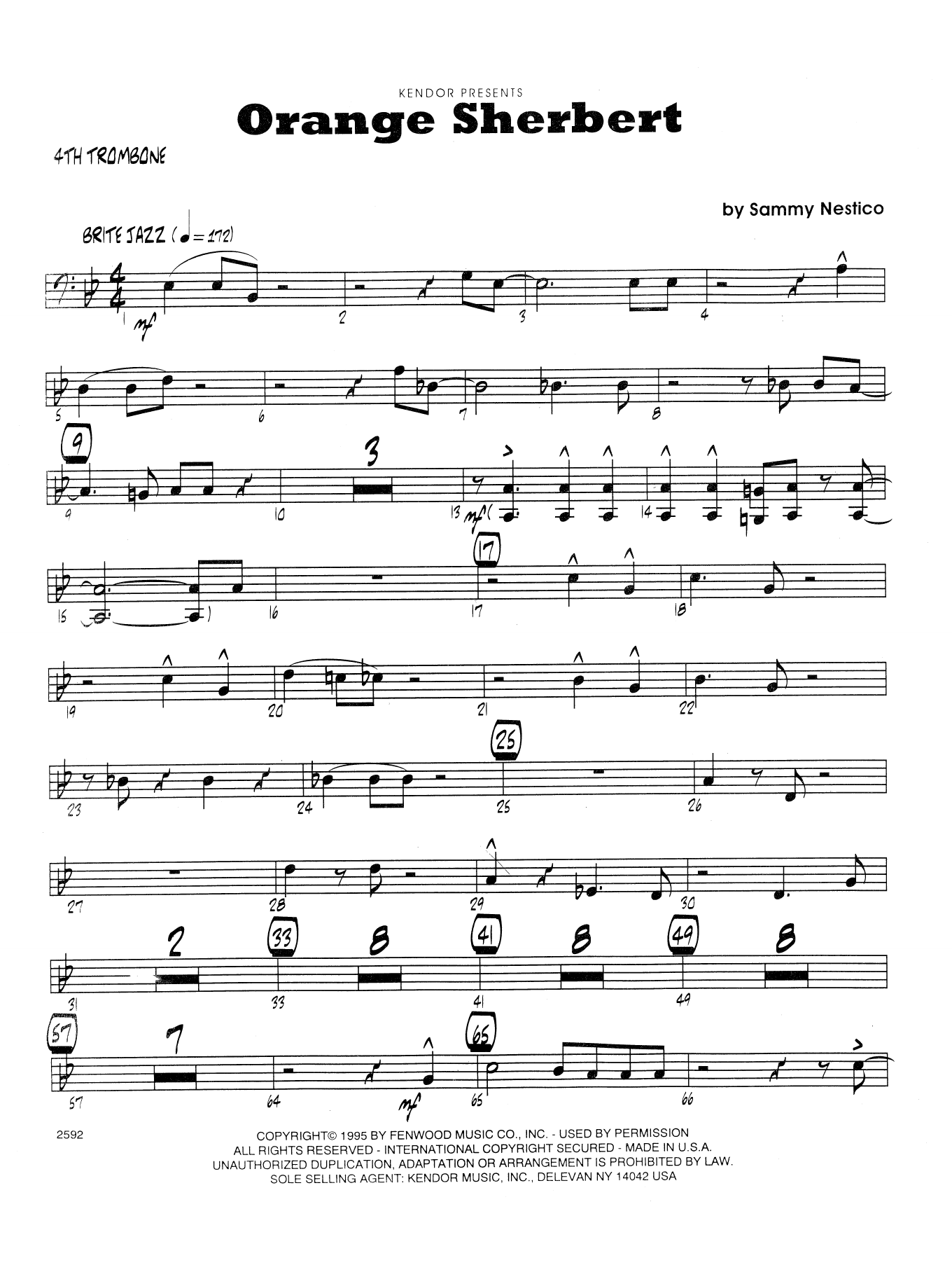 Download Sammy Nestico Orange Sherbert - 4th Trombone Sheet Music