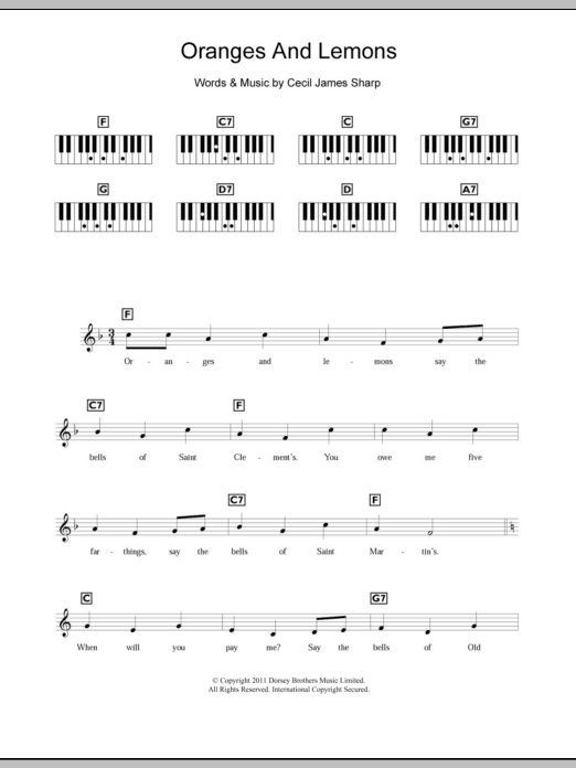 Download Traditional Oranges And Lemons Sheet Music
