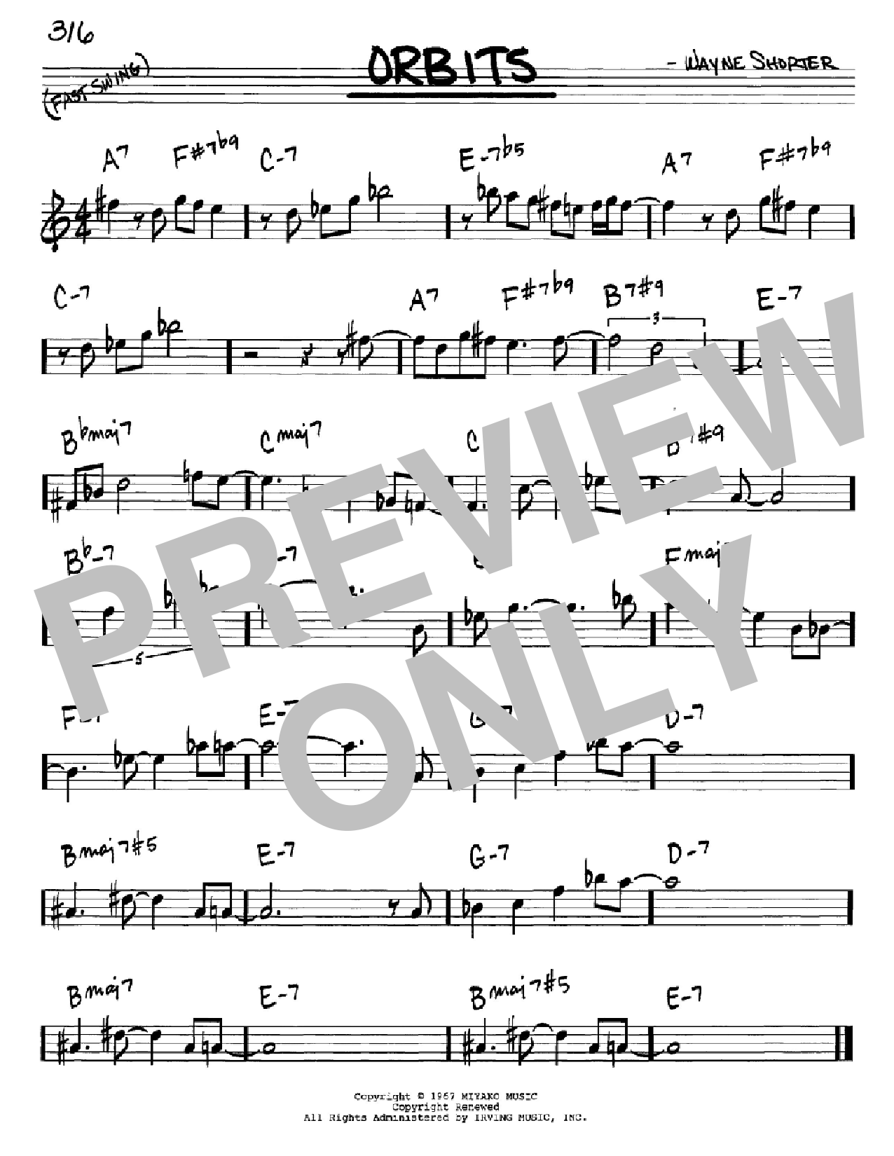 Download Wayne Shorter Orbits Sheet Music