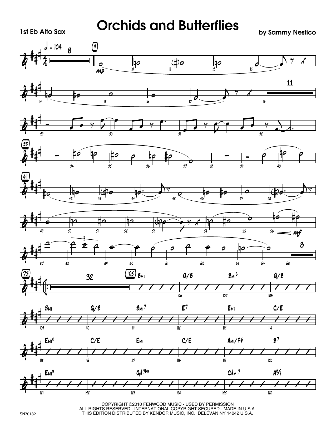 Download Sammy Nestico Orchids And Butterflies - 1st Eb Alto S Sheet Music