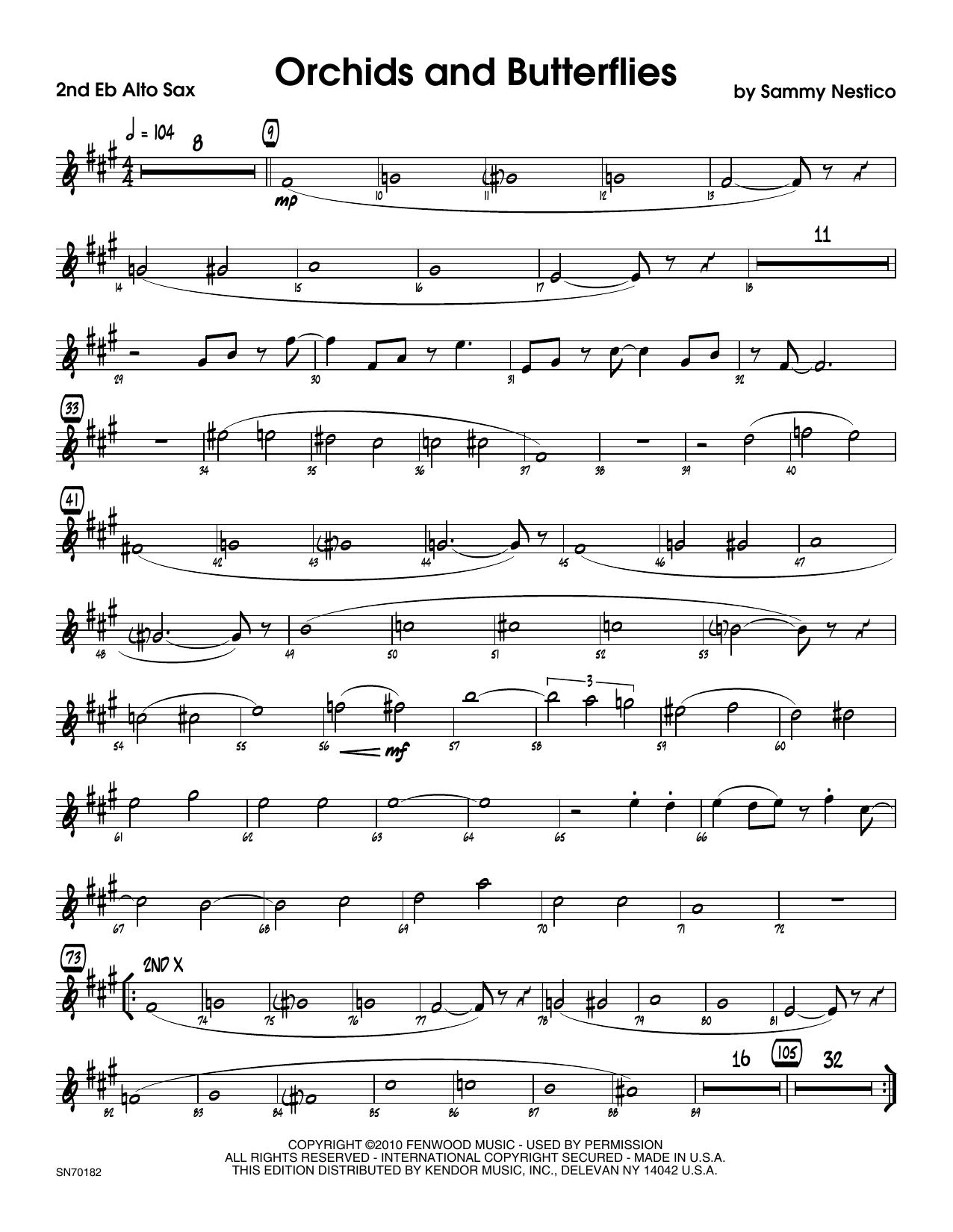 Download Sammy Nestico Orchids And Butterflies - 2nd Eb Alto S Sheet Music