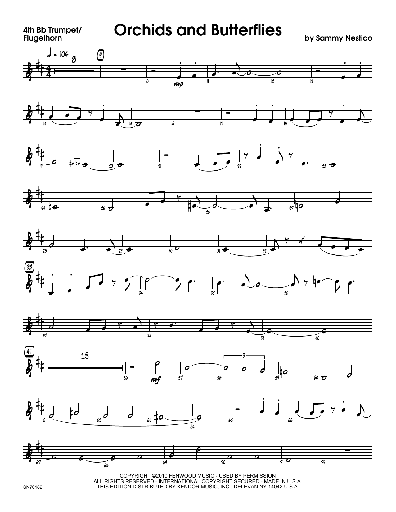 Download Sammy Nestico Orchids And Butterflies - 4th Bb Trumpe Sheet Music