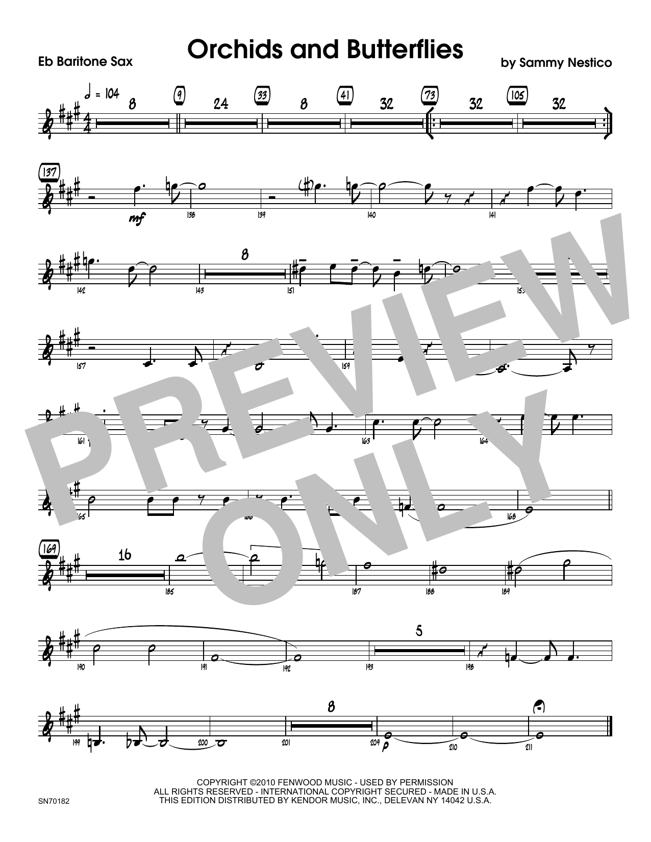 Download Sammy Nestico Orchids And Butterflies - Eb Baritone S Sheet Music