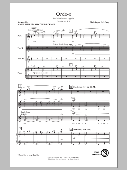 Download Maria Theresa Vizconde-Roldan Orde-E Sheet Music