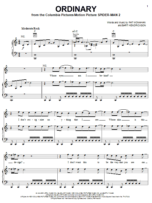 Download Train Ordinary (from Spider-Man 2) Sheet Music