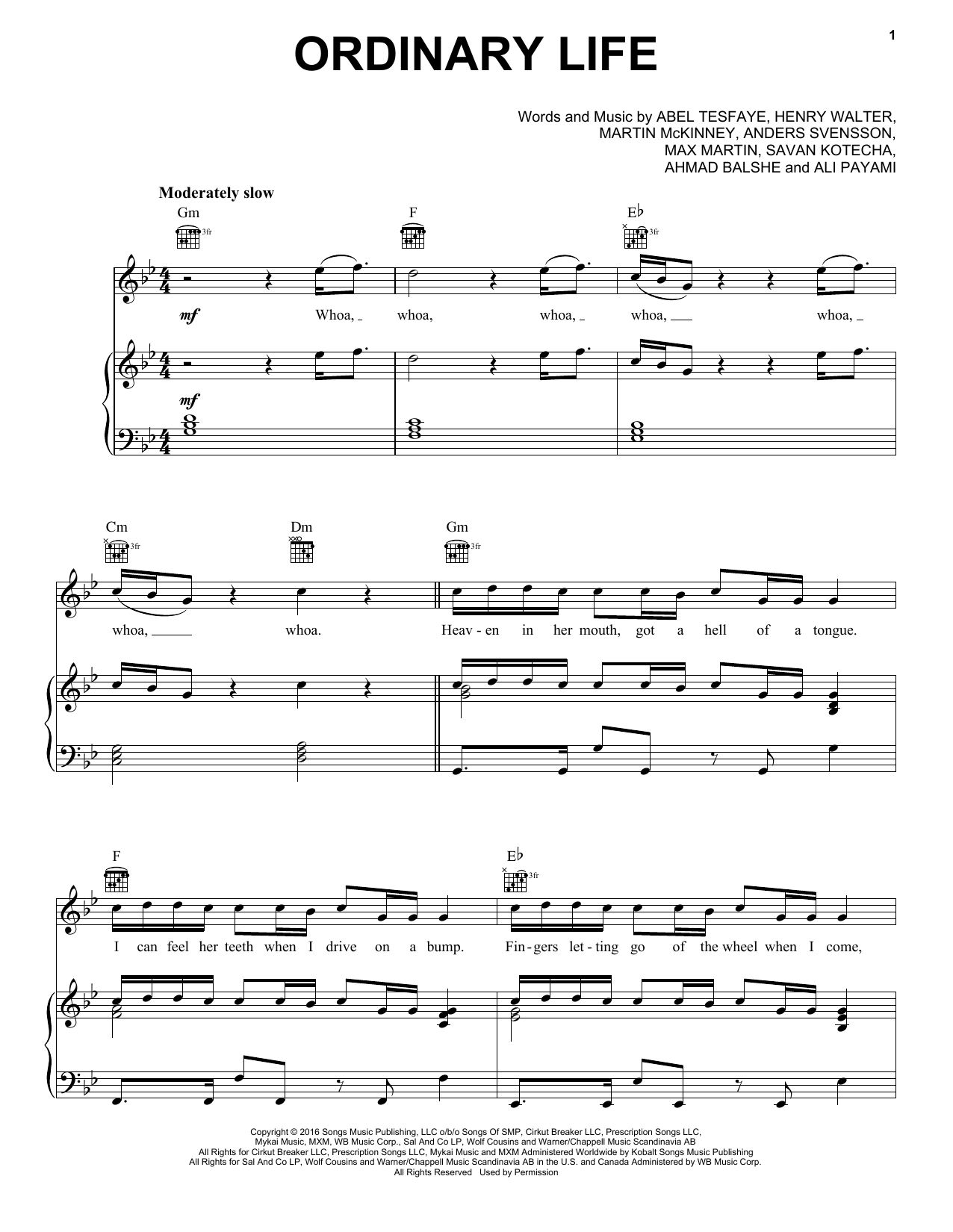 Download The Weeknd Ordinary Life Sheet Music