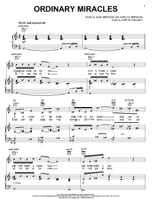 Barbra Streisand Ordinary Miracles sheet music notes printable PDF score