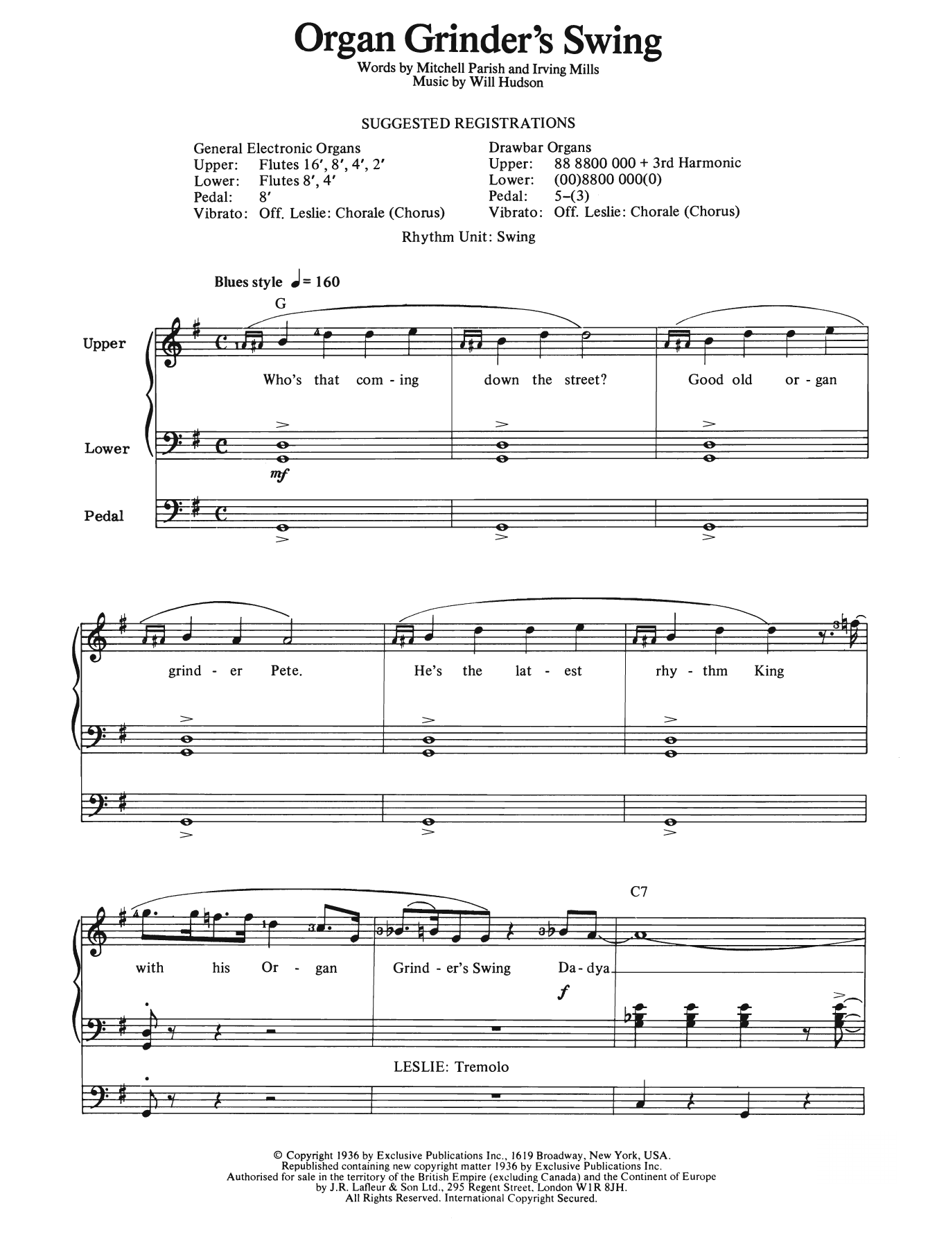 Download Will Hudson Organ Grinder's Swing Sheet Music