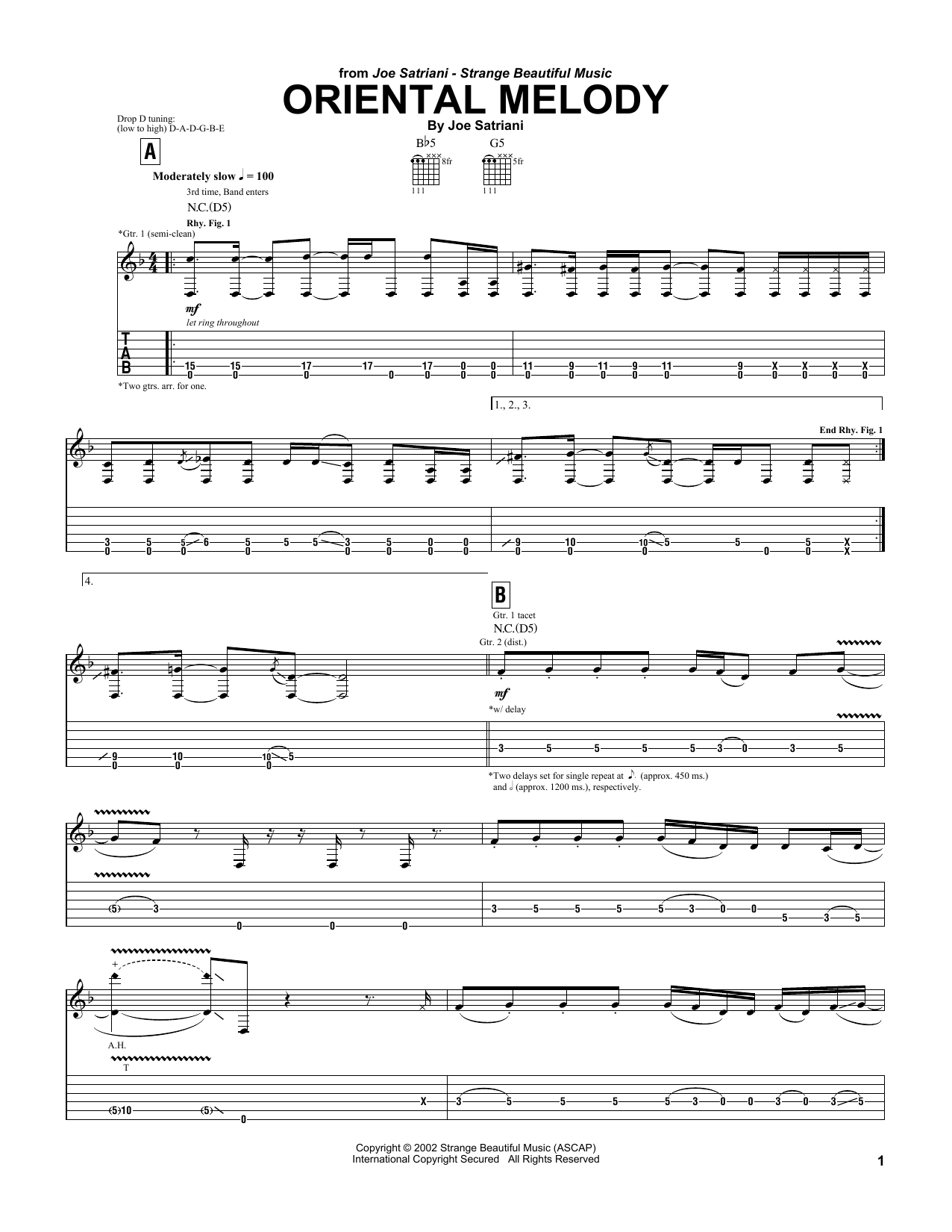 Download Joe Satriani Oriental Melody Sheet Music