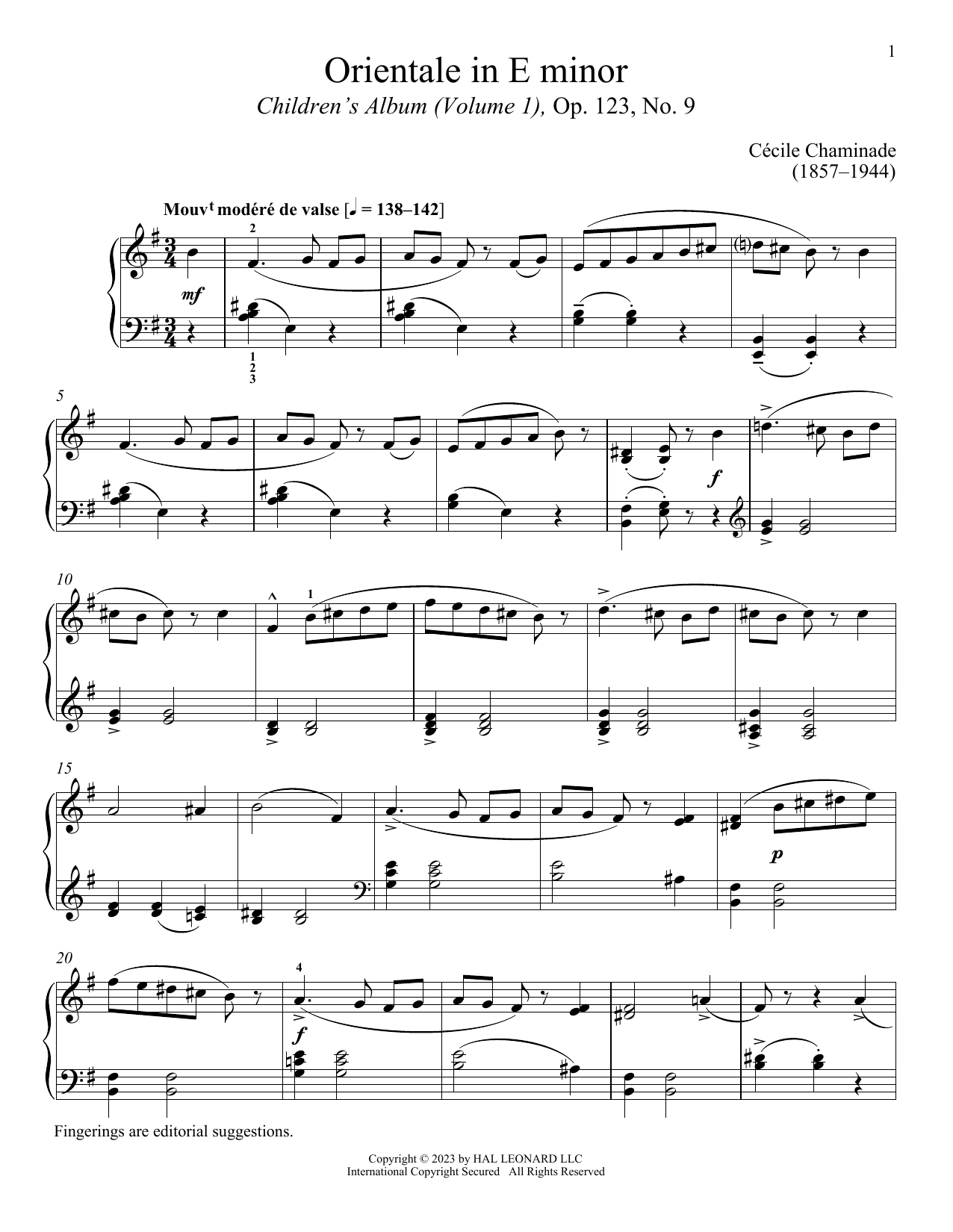 Download Cecile Chaminade Orientale Sheet Music