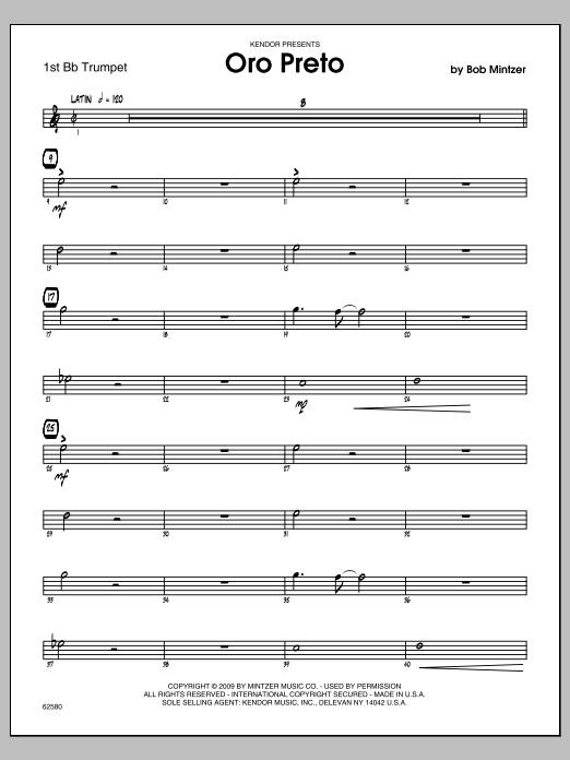 Download Mintzer Oro Preto - 1st Bb Trumpet Sheet Music