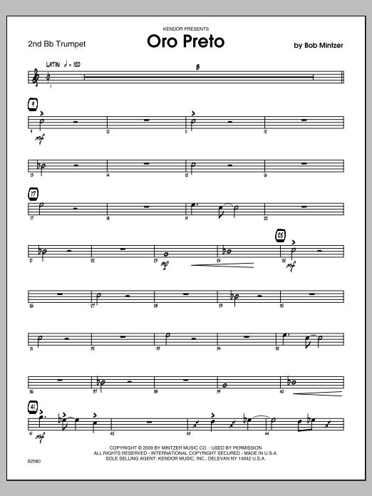 Download Mintzer Oro Preto - 2nd Bb Trumpet Sheet Music
