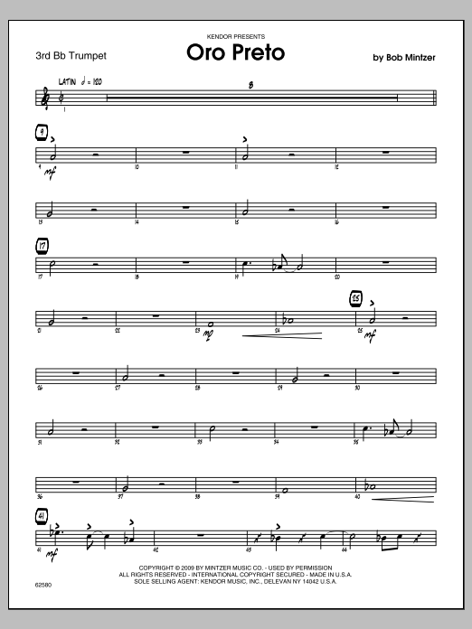 Download Mintzer Oro Preto - 3rd Bb Trumpet Sheet Music