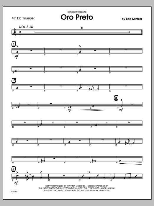 Download Mintzer Oro Preto - 4th Bb Trumpet Sheet Music
