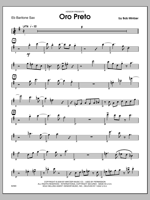 Download Mintzer Oro Preto - Baritone Sax Sheet Music