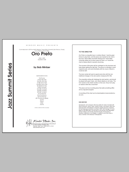 Download Mintzer Oro Preto - Full Score Sheet Music