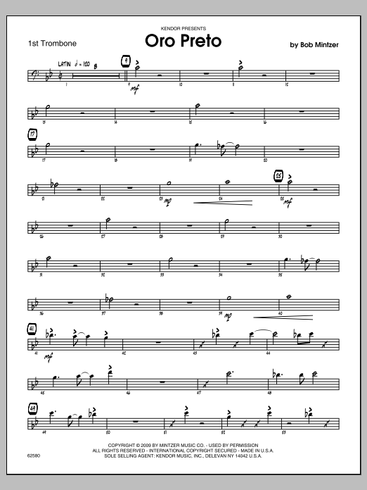 Download Mintzer Oro Preto - Trombone 1 Sheet Music