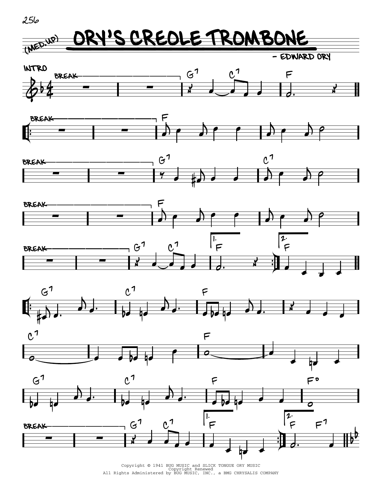 Download Edward Ory Ory's Creole Trombone (arr. Robert Rawl Sheet Music