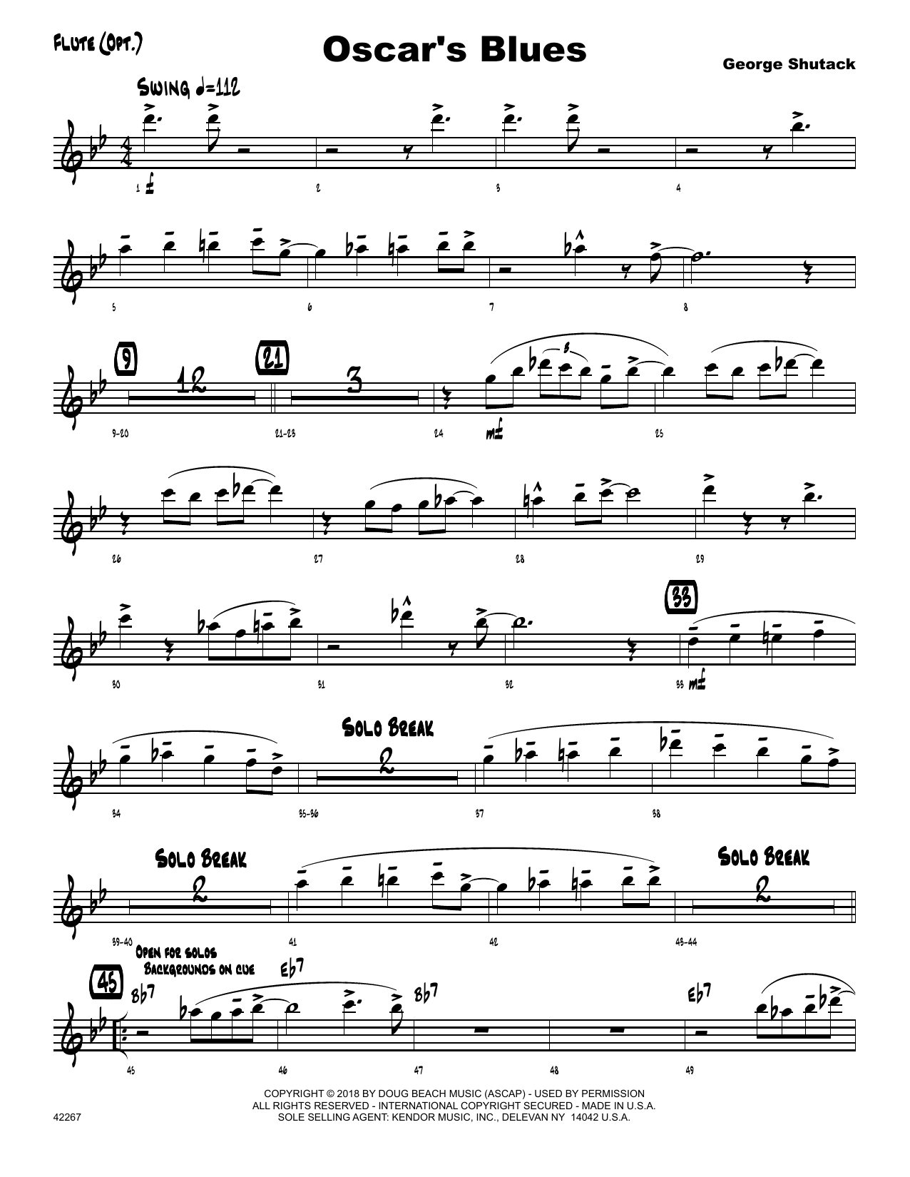 Download George Shutack Oscar's Blues - Flute Sheet Music
