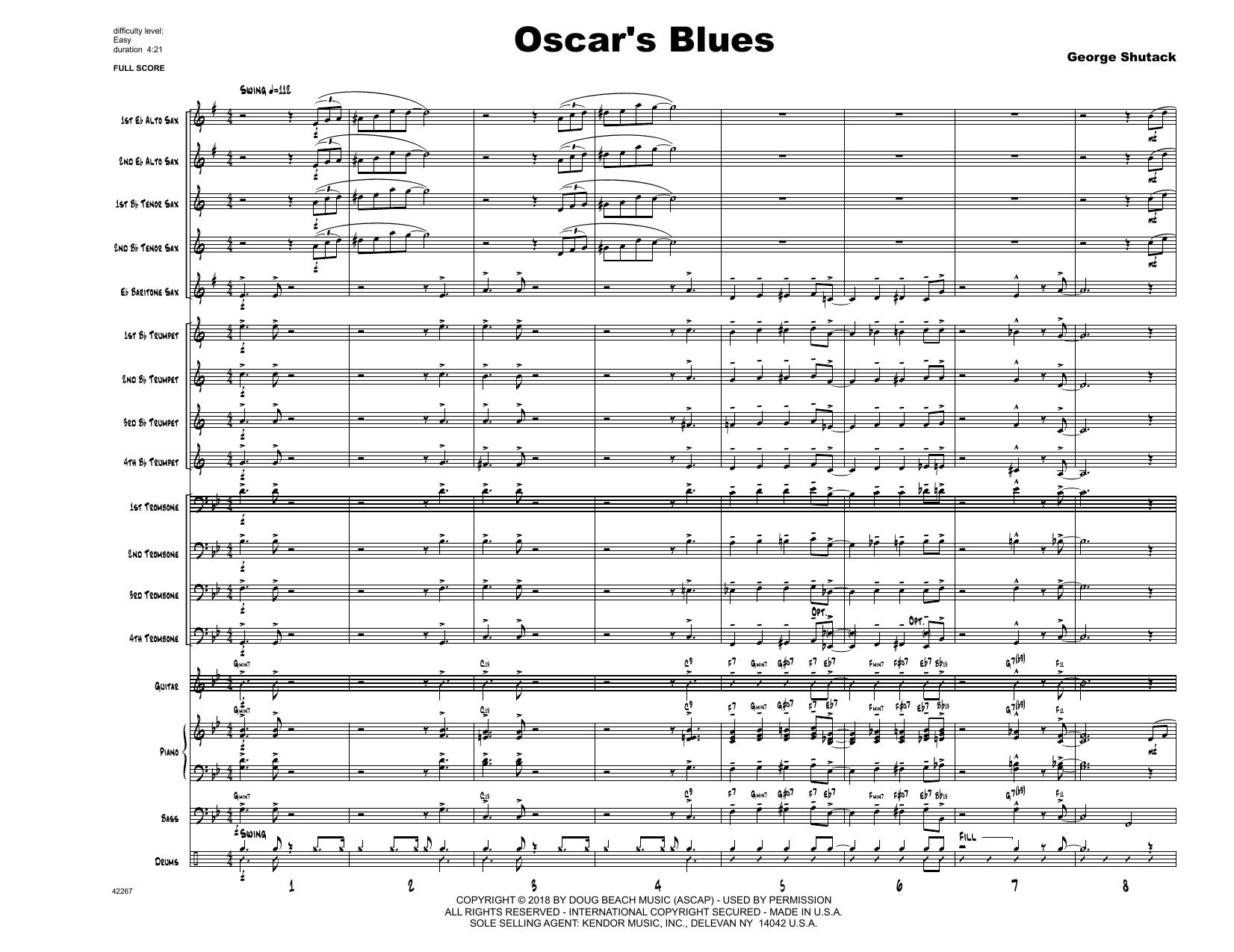 Download George Shutack Oscar's Blues - Full Score Sheet Music