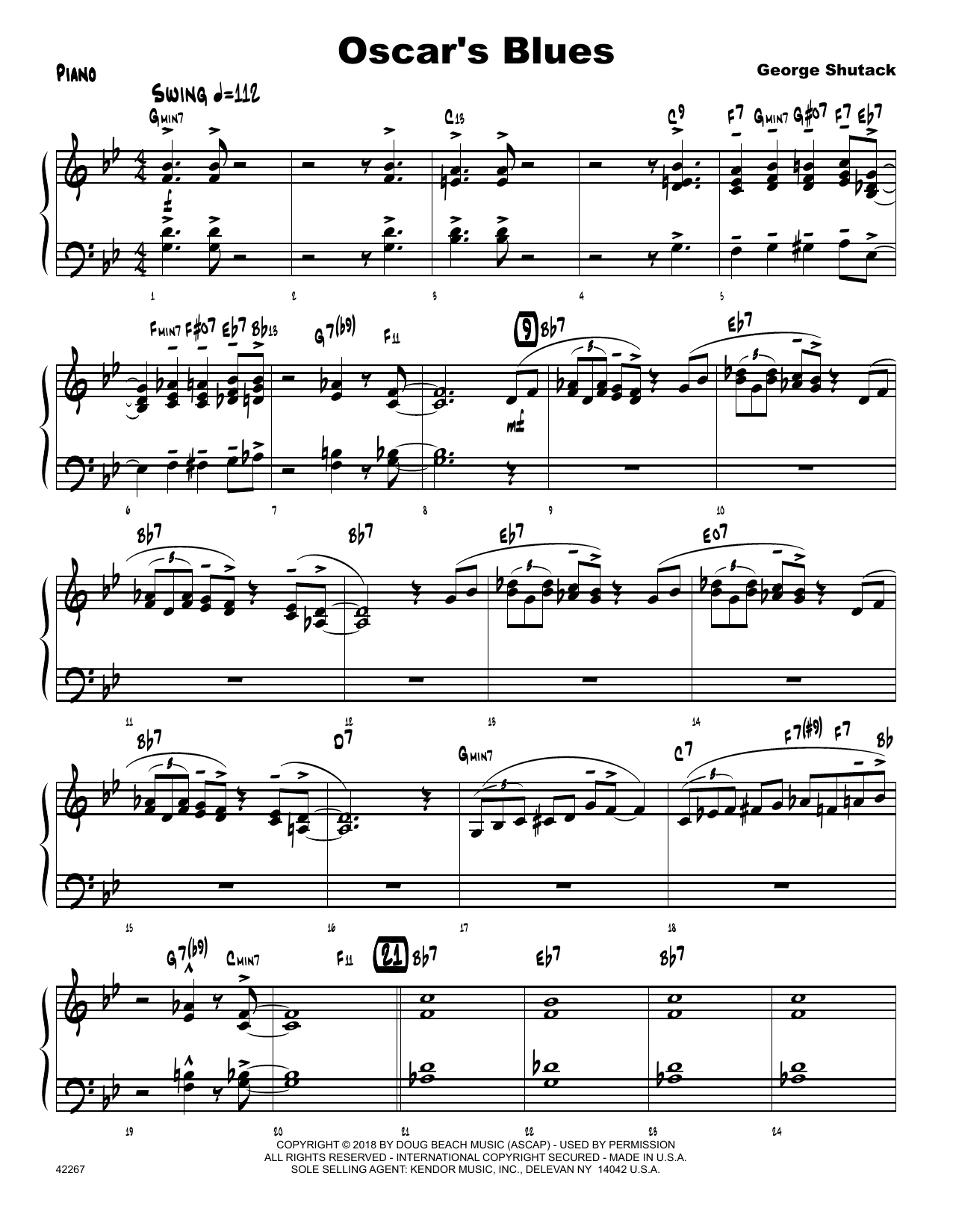Download George Shutack Oscar's Blues - Piano Sheet Music