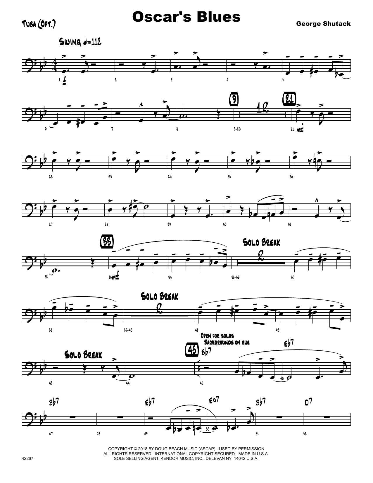 Download George Shutack Oscar's Blues - Tuba Sheet Music