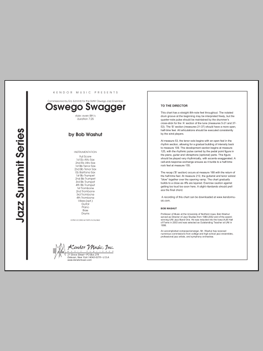 Download Washut Oswego Swagger - Full Score Sheet Music