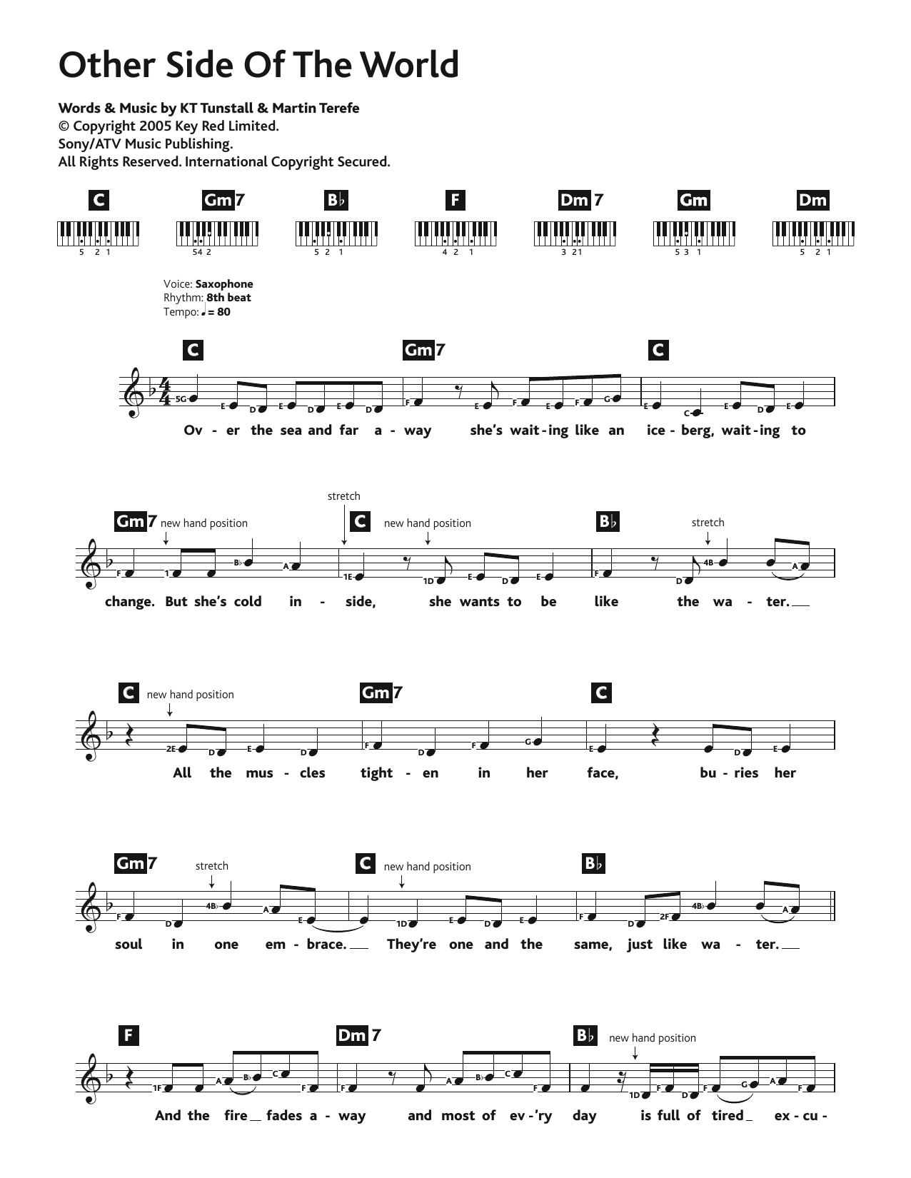 Download KT Tunstall Other Side Of The World Sheet Music
