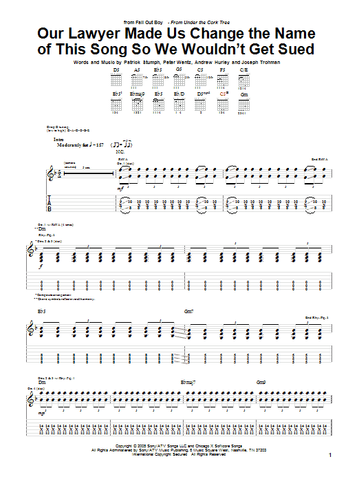Download Fall Out Boy Our Lawyer Made Us Change The Name Of T Sheet Music