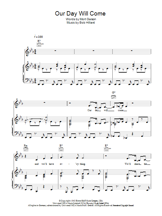 Download Amy Winehouse Our Day Will Come Sheet Music