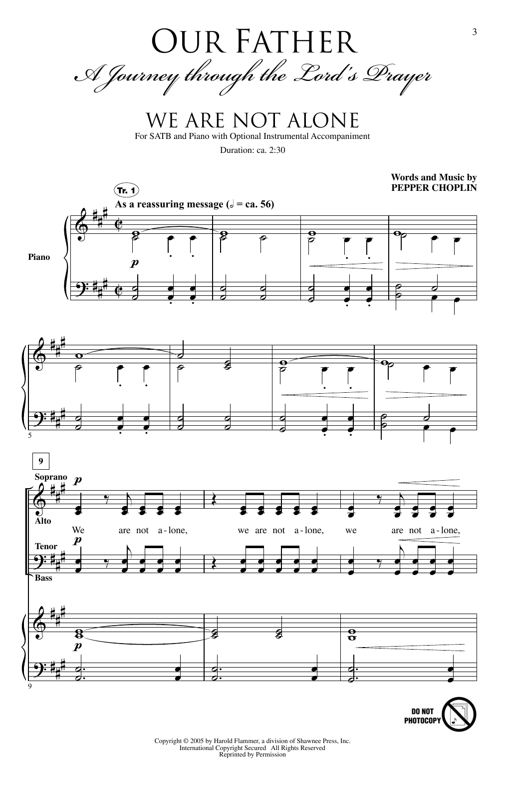 Download Pepper Choplin We Are Not Alone Sheet Music
