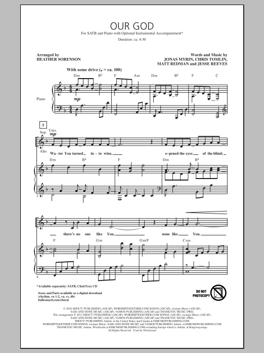 Download Chris Tomlin Our God (arr. Heather Sorenson) Sheet Music