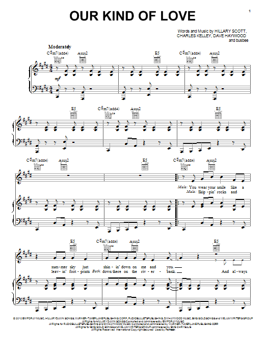 Download Lady Antebellum Our Kind Of Love Sheet Music