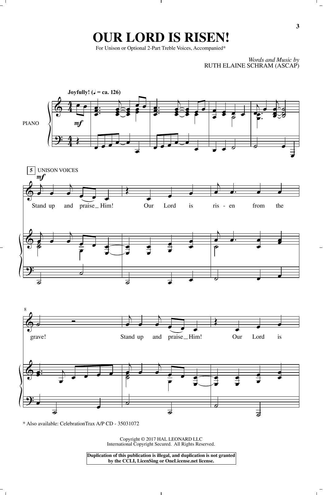Download Ruth Elaine Schram Our Lord Is Risen Sheet Music