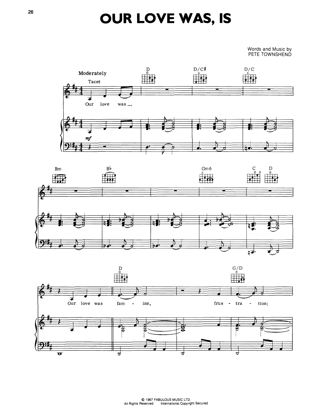 Download The Who Our Love Was Sheet Music