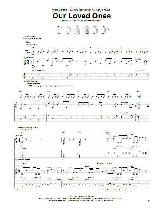 Download Volbeat Our Loved Ones Sheet Music
