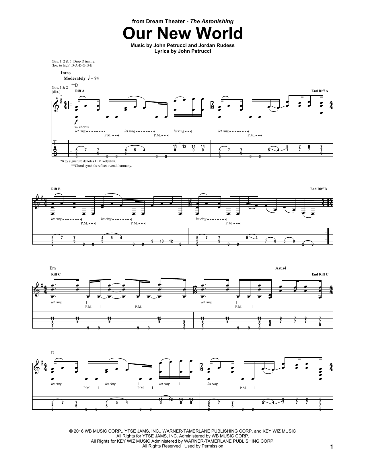 Download Dream Theater Our New World Sheet Music