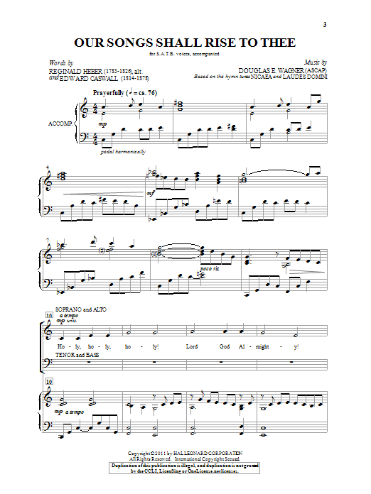 Download Douglas Wagner Our Songs Shall Rise To Thee Sheet Music