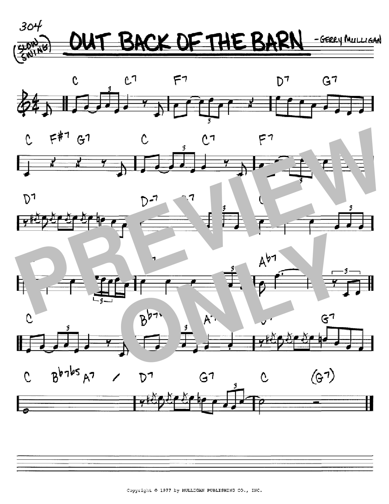 Download Gerry Mulligan Out Back Of The Barn Sheet Music