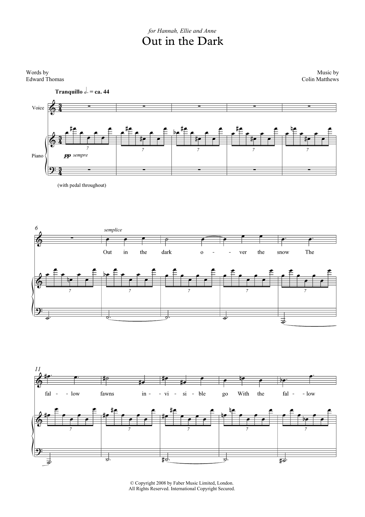Download Colin Matthews Out in the Dark (for soprano & piano) Sheet Music