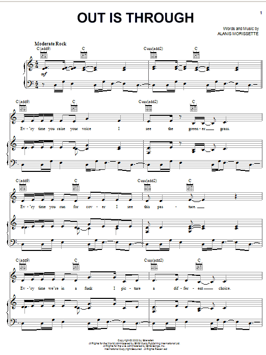 Download Alanis Morissette Out Is Through Sheet Music