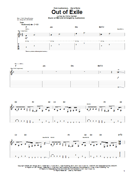 Download Audioslave Out Of Exile Sheet Music