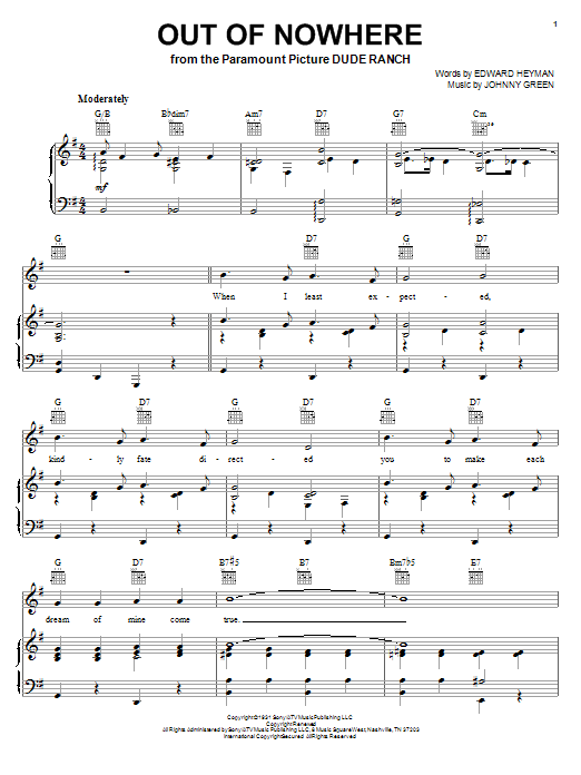 Download Bing Crosby Out Of Nowhere Sheet Music