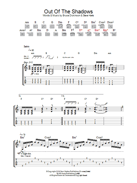 Download Iron Maiden Out Of The Shadows Sheet Music