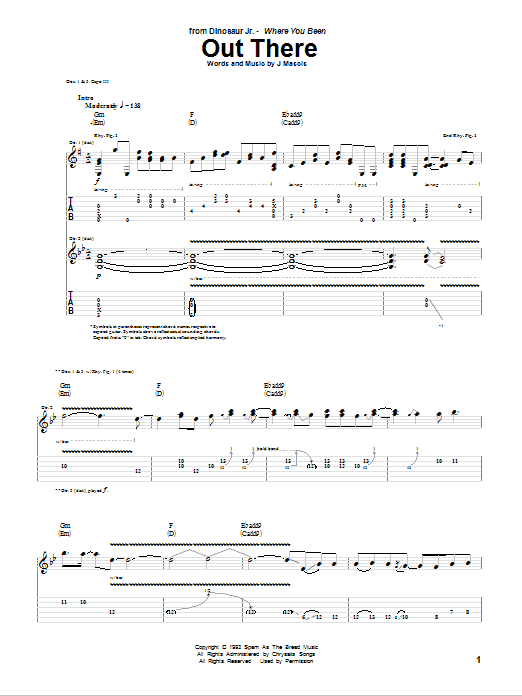 Download Dinosaur Jr. Out There Sheet Music