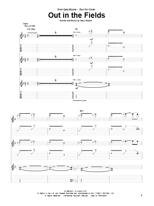 Download Gary Moore Out In The Fields Sheet Music