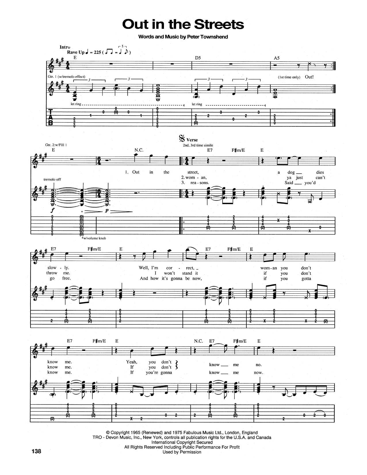 Download The Who Out In The Street Sheet Music