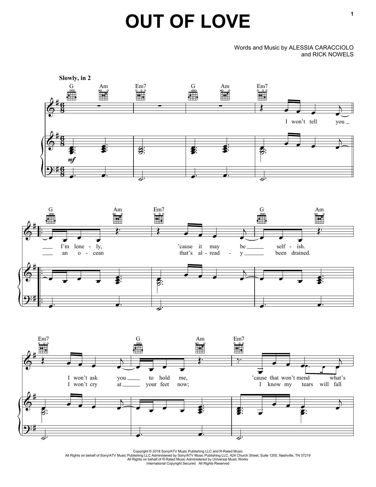 Download Alessia Cara Out Of Love Sheet Music